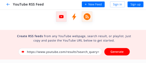 YouTubeRSS种子生成URL